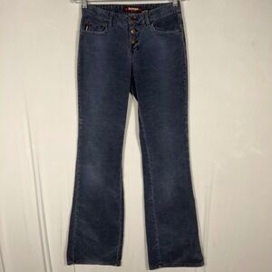 Vtg 90s Y2K Bongo Low Rise Flare Corduroy Pants Navy Button Fly Sz 3 Cords Indie